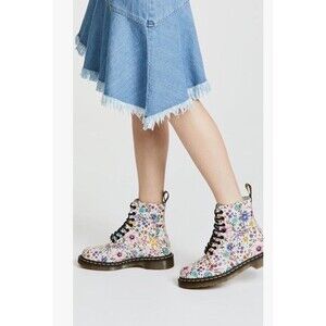 DR MARTENS Boots Womens 5  PASCAL Wanderlust Bone White Floral Leather Rare New